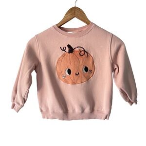 H&M Light Pink Pumpkin Sequin Sweatshirt 5/6 Years